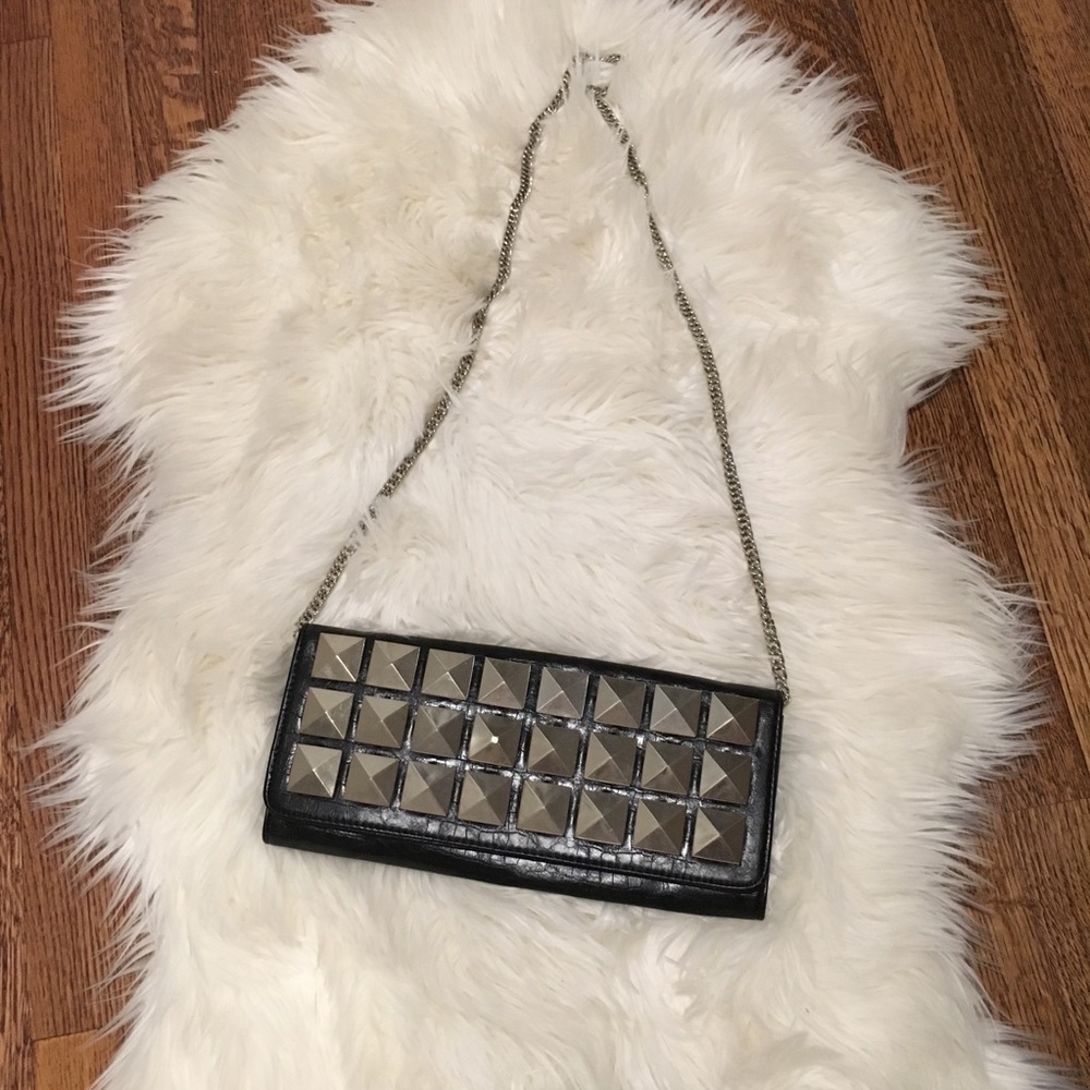 Faux leather studded clutch. optional chain. NWOT